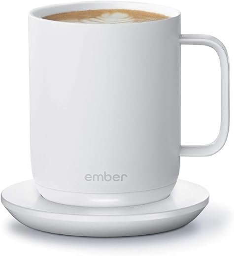 2: Ember New Temperature-Control Smart Mug 2, 295 ml, White, 1.5-hr Battery Life – App-Controlled Heated Coffee Mug – Improved Design