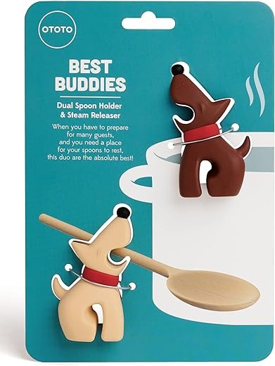 OTOTO Best Buddies Kitchen Spoon Holder, 2 Pack - Cooking Spoon Rest for Kitchen Counter - Spatula, Ladle Holder, Kitchen Utensil Holder - Heat Resistant & Dishwasher Safe Utensil Rest for Stove Top